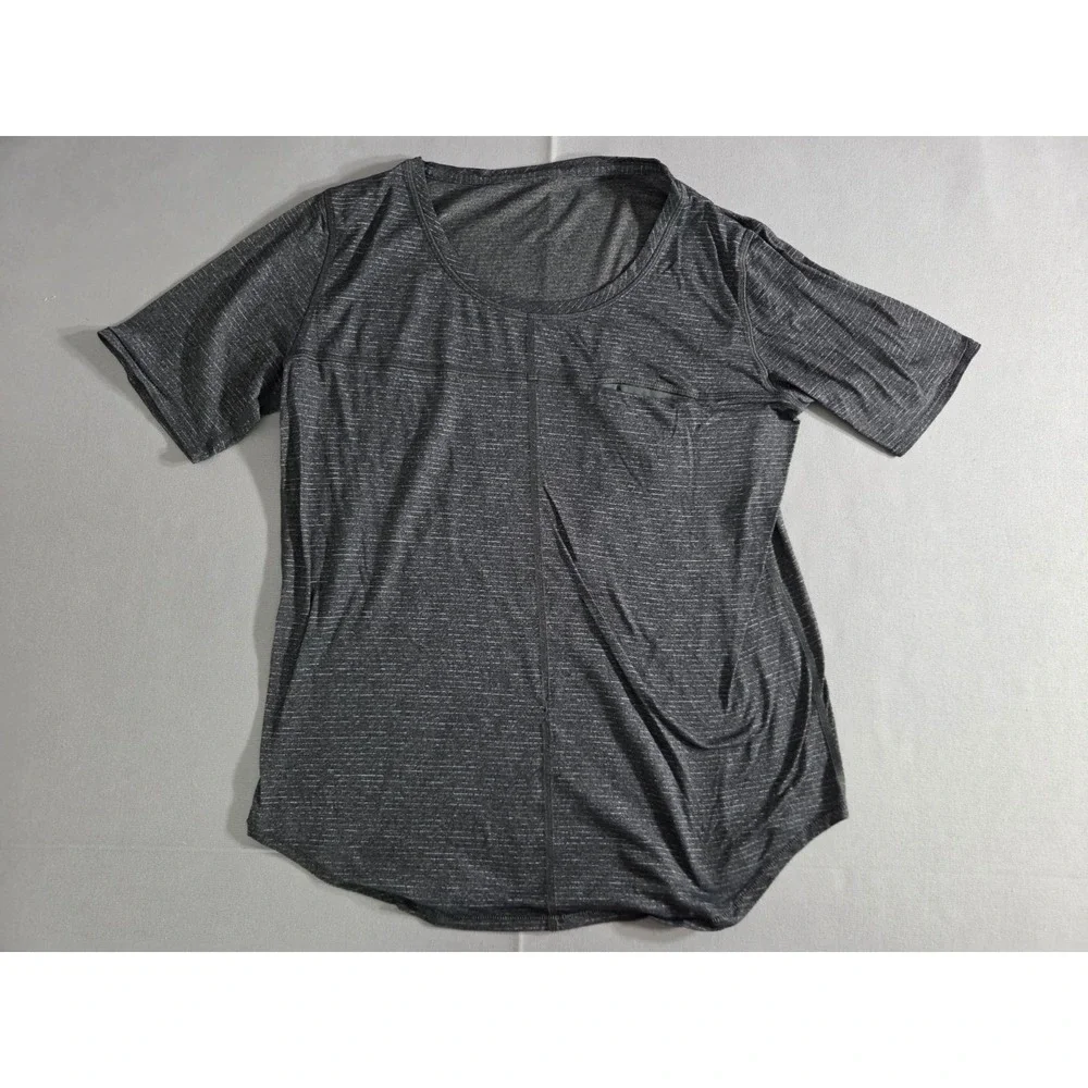 Lululemon Shirt Womens 8 Heather Gray Fall In Place Short Sleeve Casual Soft Gym